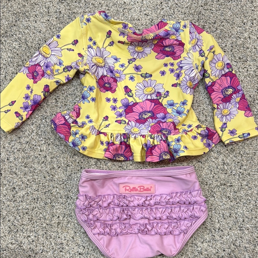 Kids Floral Ruffle Rash Guard Set - Ruffle Butts - Picture 2 of 2